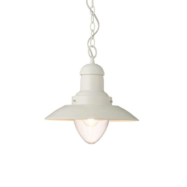 Polperro Single Pendant Ceiling Lamp, Gloss Cream, Glass
