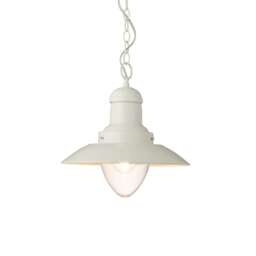 Polperro Single Pendant Ceiling Lamp, Gloss Cream, Glass