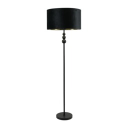 ValueLights Marissa Black Stacked Ball Floor Lamp Black Velvet Gold Shade