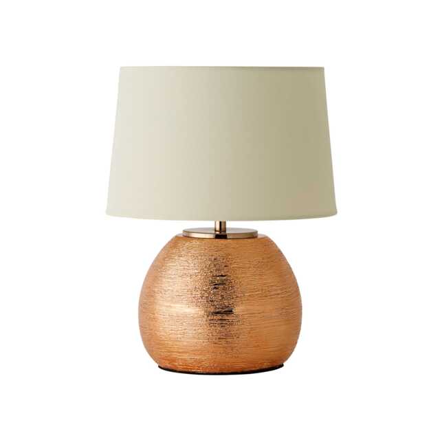 ValueLights Krista Copper Combed Base Table Lamp Cream Shade Copper