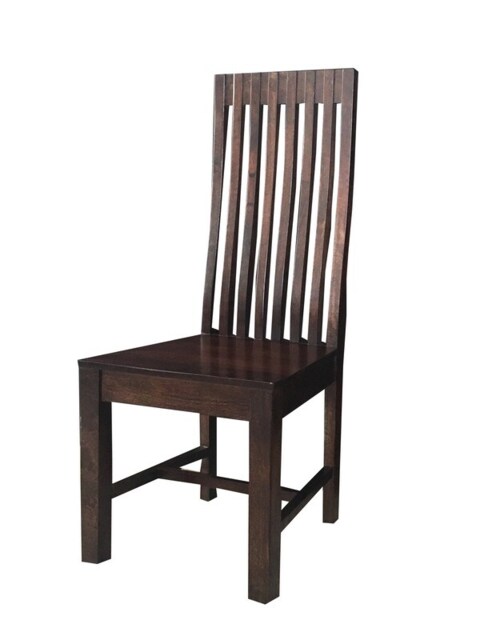 Geneva Long Back Solid Seat Chair (Set of 2) - Mango Wood - Dark Finish Brown