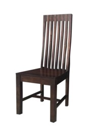 Geneva Long Back Solid Seat Chair (Set of 2) - Mango Wood - Dark Finish Brown