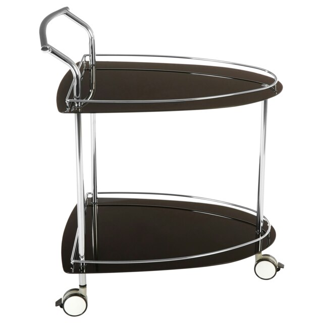 Interiors by Premier Tempered Glass Black Serving Trolley, 2-Tier Kitchen Storage Trolley, Modern Kitchen Trolley on Wheels