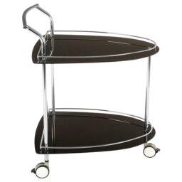 Interiors by Premier Tempered Glass Black Serving Trolley, 2-Tier Kitchen Storage Trolley, Modern Kitchen Trolley on Wheels