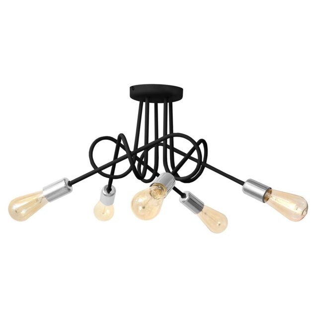 Oxford Multi Arm Semi Flush Ceiling Light Black, Chrome 50cm