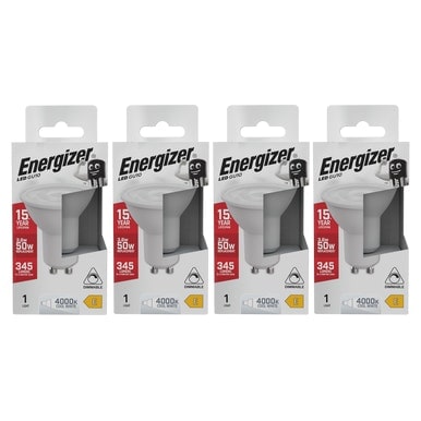 Energizer LED GU10 345lm 3.6W 4000K (Cool White) Dimmable Light Bulb - Pack of 4
