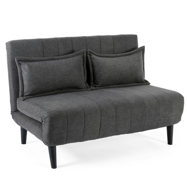Harper 2 Seater Folding Clic Clac Fabric Lounge Futon Sofa Bed (Charcoal)