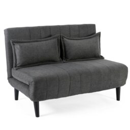 Harper 2 Seater Folding Clic Clac Fabric Lounge Futon Sofa Bed (Charcoal)