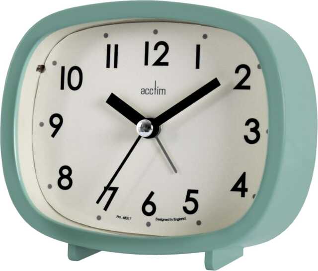 Acctim Hilda Analogue Alarm Clock Non Ticking Sweep Crescendo Alarm Backlight Contemporary Green Green