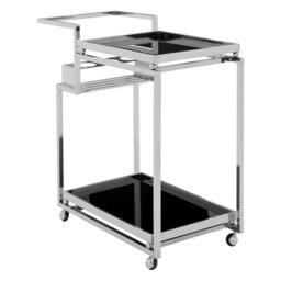 Orsina 3 Tier Elegant Trolley With Silver Finish Frame Tempered Glass Shelves Garden Drinks Trolley For Parties