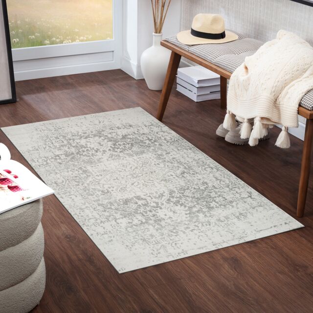 LIVABLISS Harput-Vintage Traditional Boho Rug 80 x 150 cm Grey Blue Orange White