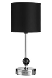 Orsina Table Lamp, Chrome Stem With Stacked Black Acrylic Balls, Tapered Fabric Shade Creates Soft Glow, Elegant