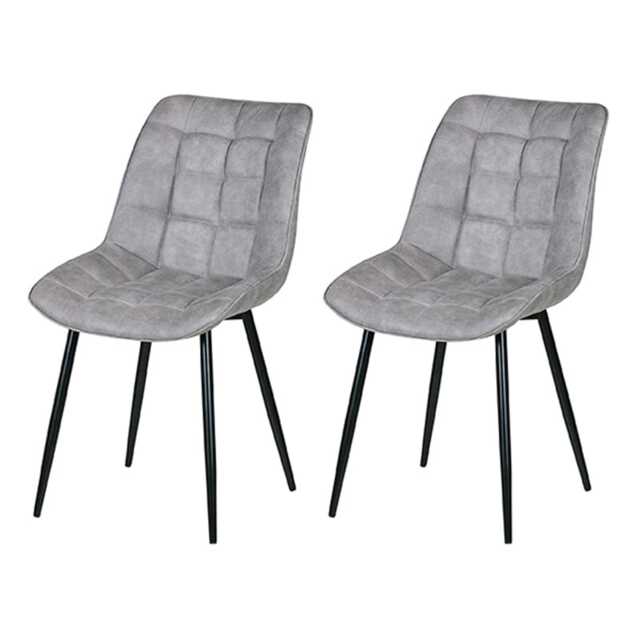 Set of 2 Light Grey Suede Effect Dining Chairs Plush Padded Upholstered Accent Chair - Alba by MCC