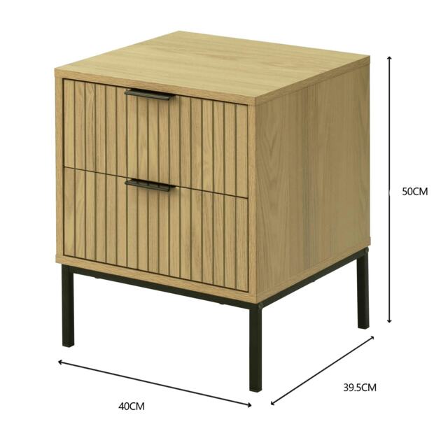 Contemporary Wooded Bedside Cabinet 2 Drawers Bedroom Furniture Organiser Unit
