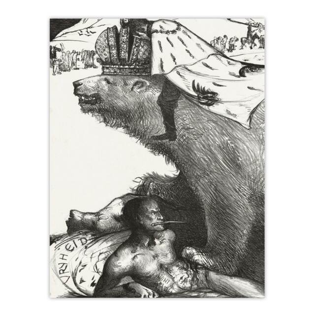 Tsar Nicholas II on the Russian Bear Holst Huge Wall Art Print 18X24 In