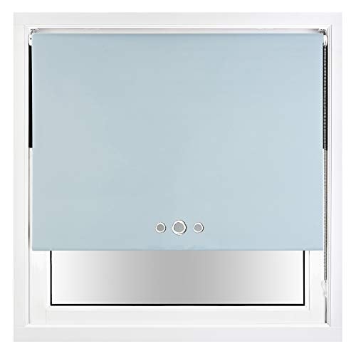 FURNISHED Blackout Roller Blind with Triple Eyelets & Metal Fittings Blue Duck Egg Blue (W) 130cm x (L) 210cm