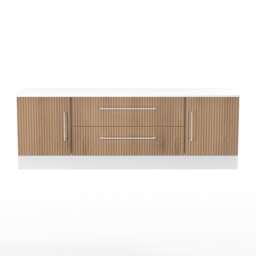 Gloucester 2 Door 2 Drawer Wide TV Unit in Slatted Effect & White (Ready Assembled) White Slatted Effect & White