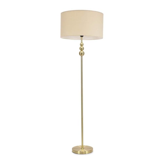 ValueLights Marissa Cream Shade with Brushed Gold Stacked Ball Floor Lamp