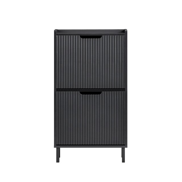 SoBuy FSR177-SCH,Narrow Shoe Rack with 2 Flip Drawers Black Black 1