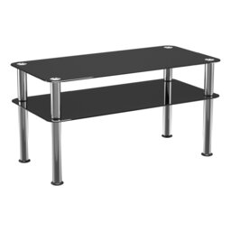 AVF Classic 80 x 40cm Glass Side Table - Black & Chrome