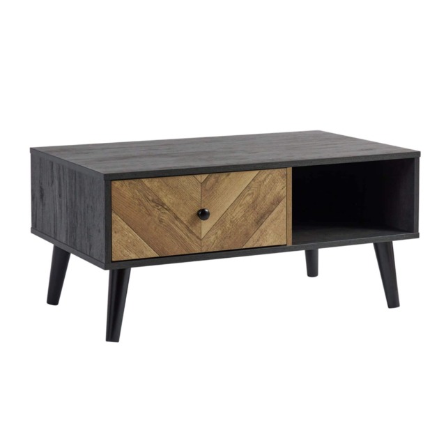 Coffee Table 1 Drawer Open Storage Home Living Room Furniture Unit Black