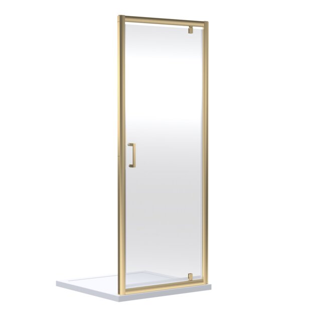Balterley Ruwa Toughened Safety Glass Reversible Pivot Shower Door - Balterley Copper Brushed Brass 1