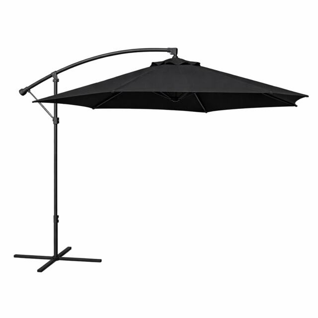 Jack Stonehouse 3m Banana Cantilever Hanging Parasol for Garden Patio - Black
