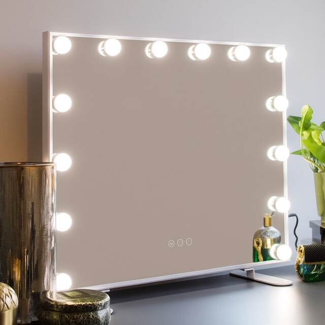 Ingrid Hollywood Vanity Mirror with LED Lights Silver