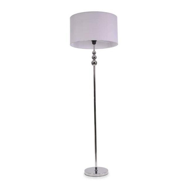 ValueLights Marissa Grey Shade with Chrome Stacked Ball Floor Lamp Grey