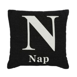 Words 'Nap' Black Cushion Black
