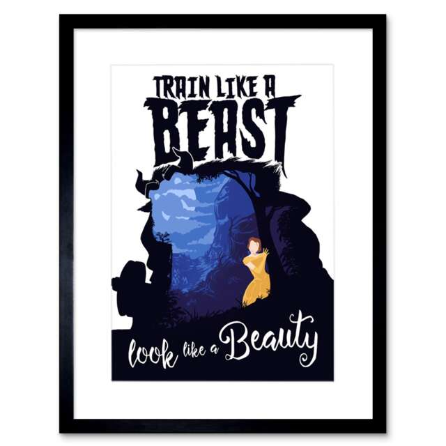 "Train Like A Beast Look Like A Beauty 9x7"" Black Framed Wall Art Print"