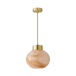 ValueLights Sookie Alabaster Marble Effect Glass Gold Cap Pendant Gold