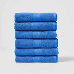 Homescapes Turkish Cotton Hand Towel Set of 6 - Blue Blue Hand towel 6