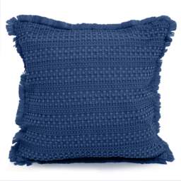 Soft Waffle Fringe Edge Cushion - 45cm x 45cm Blue Navy