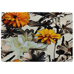 Orange Flower Print Rug Multi