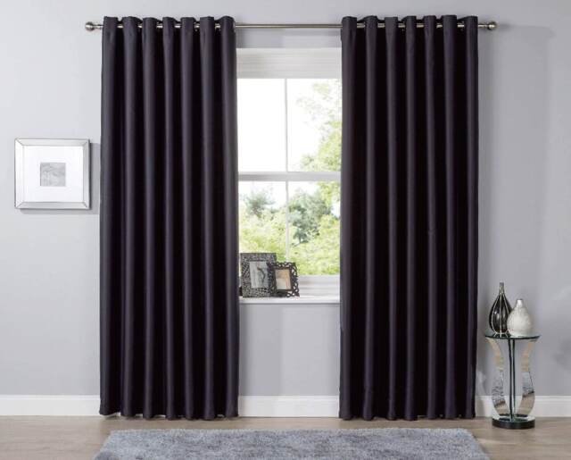 Blackout Curtains in Black, 117cm x 137cm Black Black