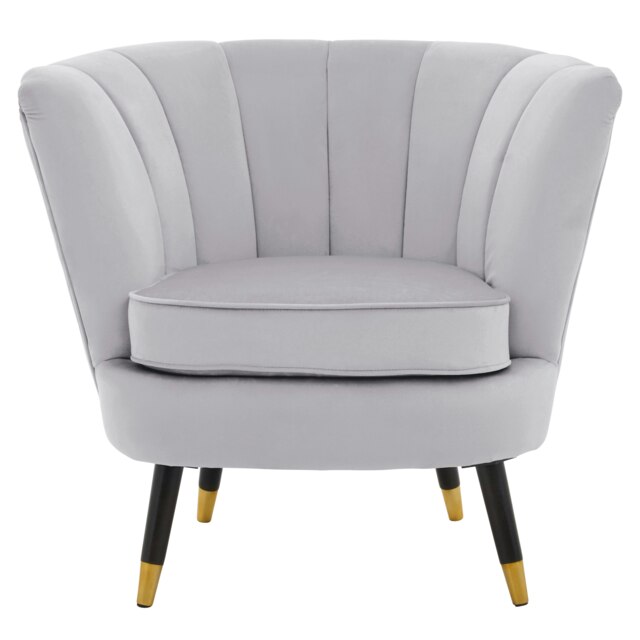 Orsina Grey Velvet Chair with Black Wood and Gold finish Legs, Backrest Dining Chair,Easy to Clean Armchair