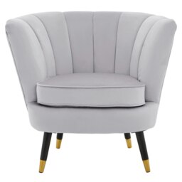 Orsina Grey Velvet Chair with Black Wood and Gold finish Legs, Backrest Dining Chair,Easy to Clean Armchair