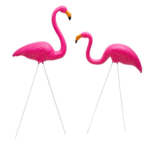 Garden Flamingo Pair Ornaments with Ground Spikes Decor Durable PE Weatherproof