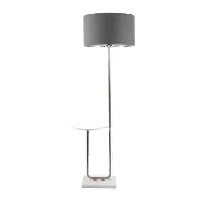 ValueLights Tavel Brushed Chrome Floor Lamp Charcoal Chrome Shade and Bulb