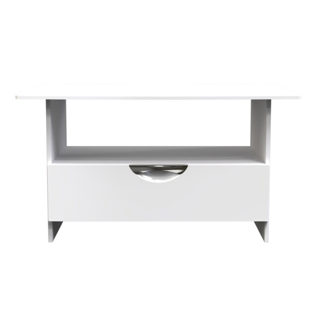Holborn Bottom Drawer Coffee Table in White Gloss & White Matt (Ready Assembled) White White Gloss & White Matt
