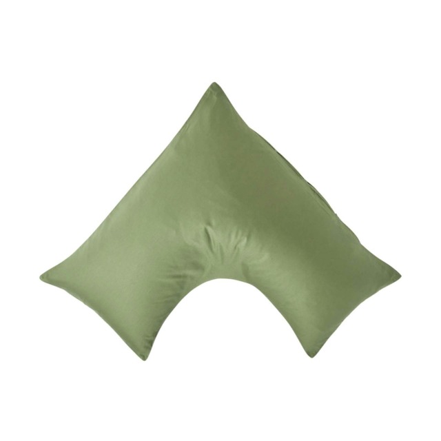 Homescapes Moss Green V Shaped Pillowcase Organic Cotton 400 Thread Count Green