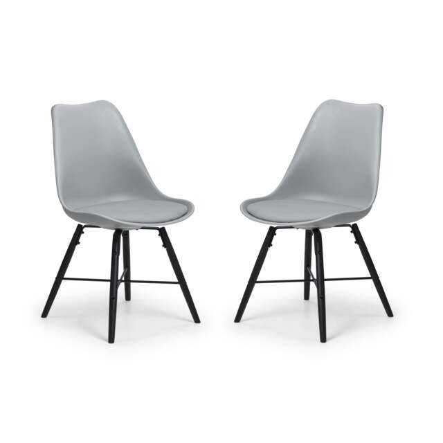 Rosedale Elegant Grey Seat & Black Legs Dining Chairs - Set of 2