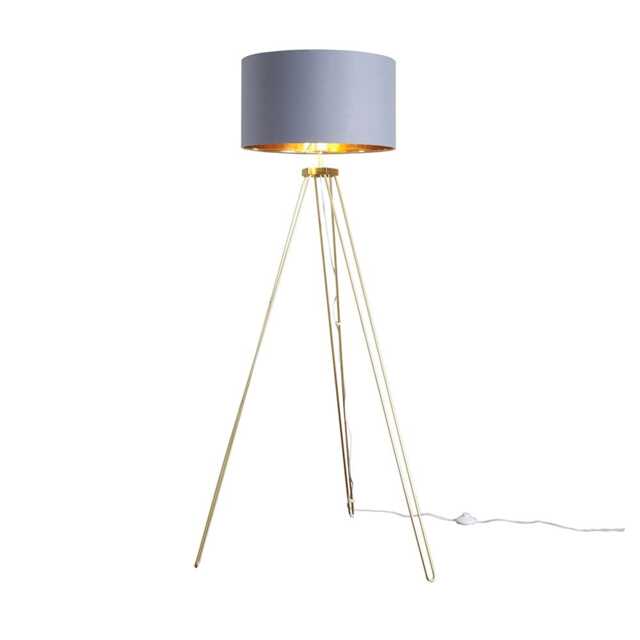 ValueLights Aero Gold Hairpin Design Tripod Floor Lamp Grey Gold Shade