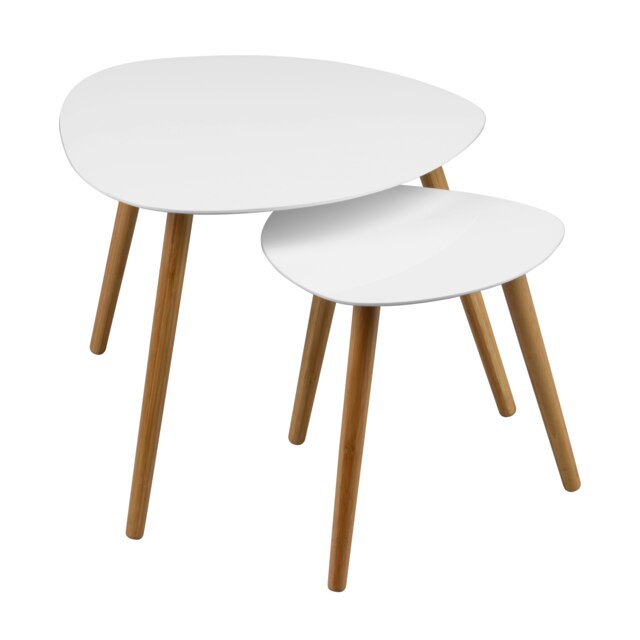 Interiors by Premier Triangular Nest of 2 Tables, High Gloss White Nesting Table, Long Lasting Console Tables for Living Room White