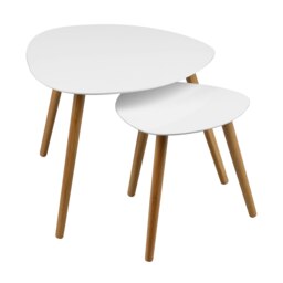 Orsina Triangular Nest of 2 Tables, High Gloss White Nesting Table, Long Lasting Console Tables for Living Room