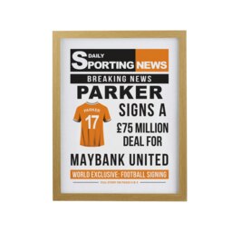 Personalised Football News Oak Poster Frame Brown One Size