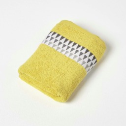 Homescapes Geometric Cotton Hand Towel - Ochre Yellow