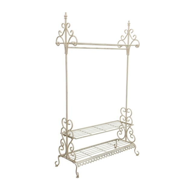 Charles Bentley Wrought Iron Clothes & Shoe Rack Coat Stand Garment Hanging Rail