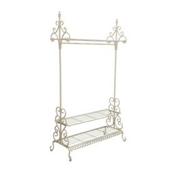Charles Bentley Wrought Iron Clothes & Shoe Rack Coat Stand Garment Hanging Rail